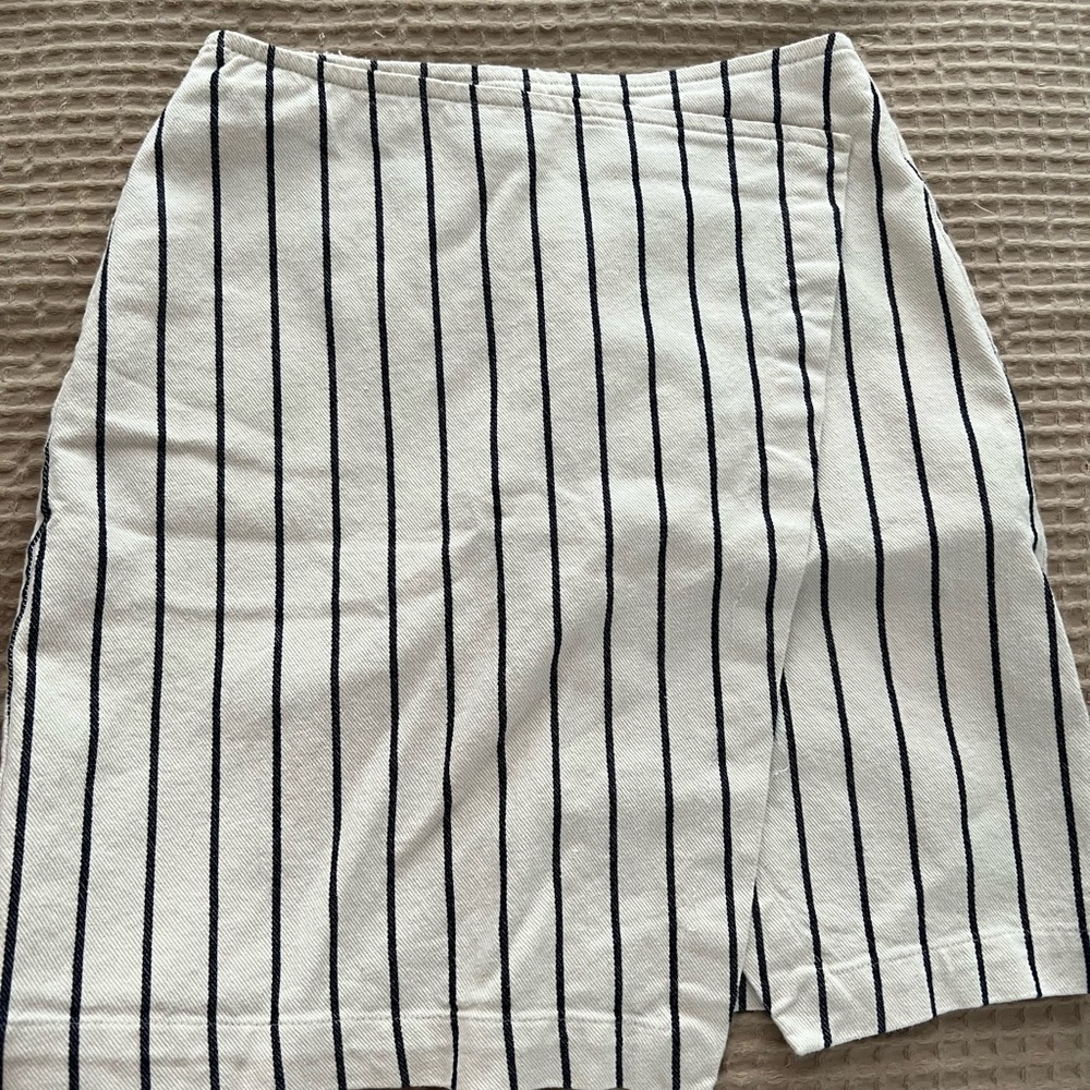 Madewell Cream and Black Striped Skirt